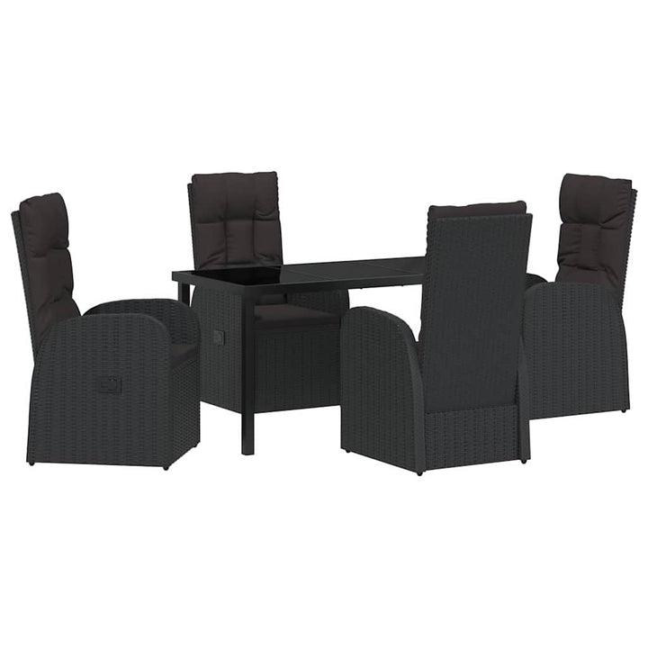Have Spisebordssæt med pude 5 pcs Sort polyrattan