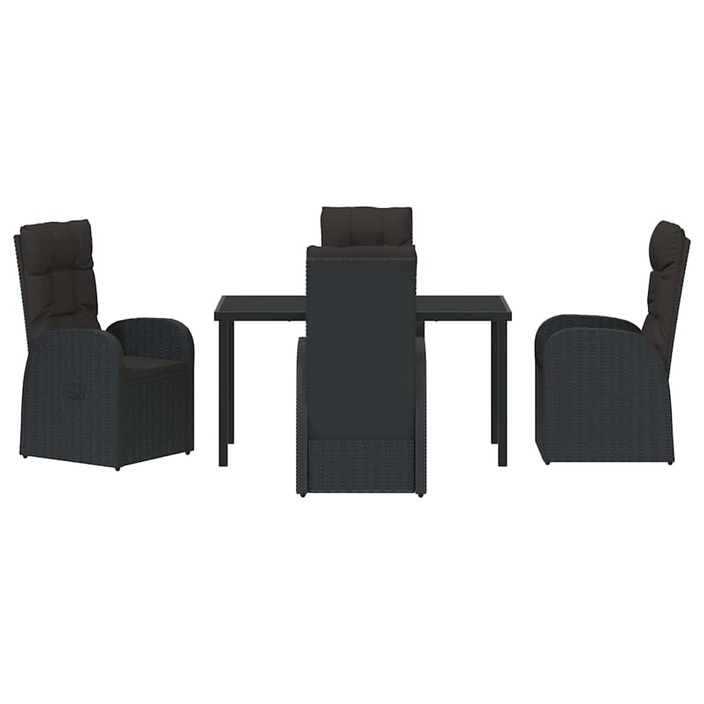 Have Spisebordssæt med pude 5 pcs Sort polyrattan