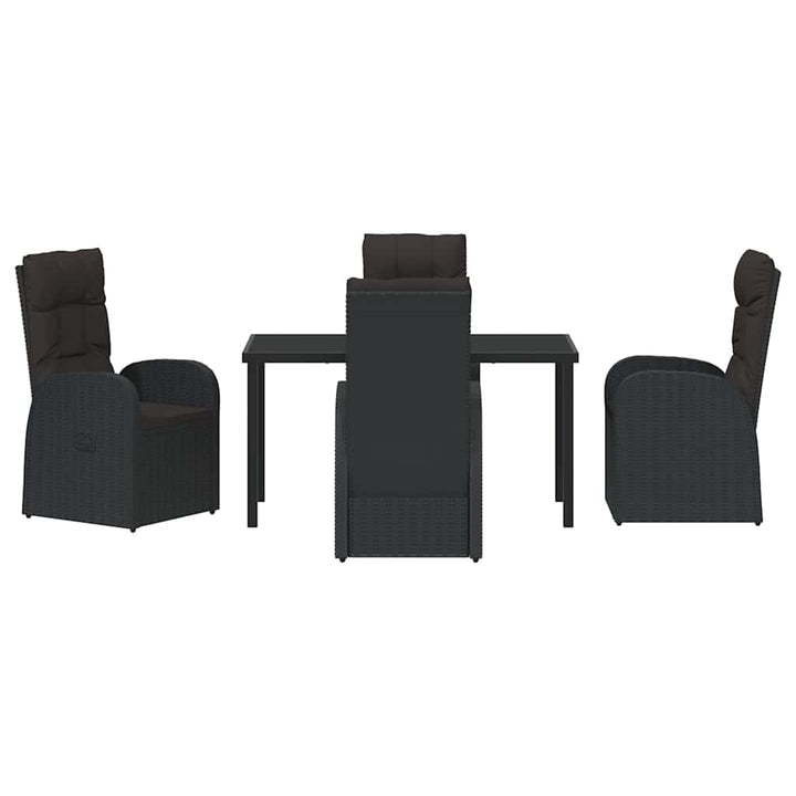 Have Spisebordssæt med pude 5 pcs Sort polyrattan