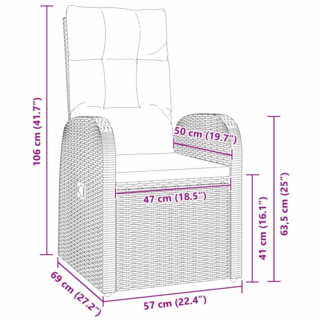 Have Spisebordssæt med pude 5 pcs Sort polyrattan