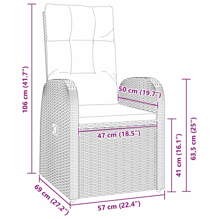 Have Spisebordssæt med pude 5 pcs Sort polyrattan