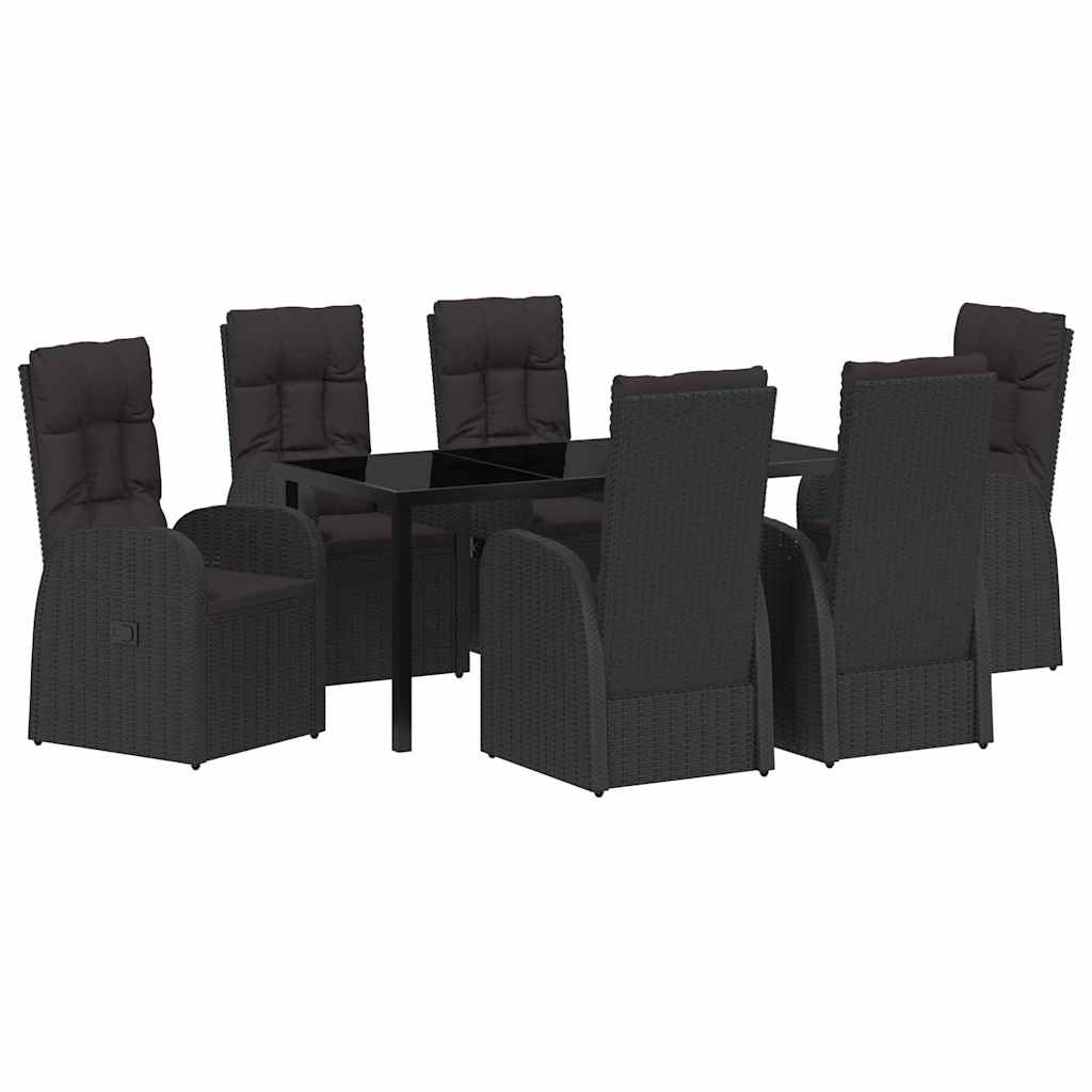 Have Spisebordssæt med pude 7 pcs Sort polyrattan