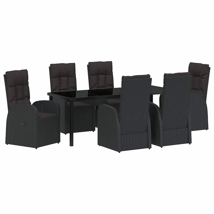 Have Spisebordssæt med pude 7 pcs Sort polyrattan