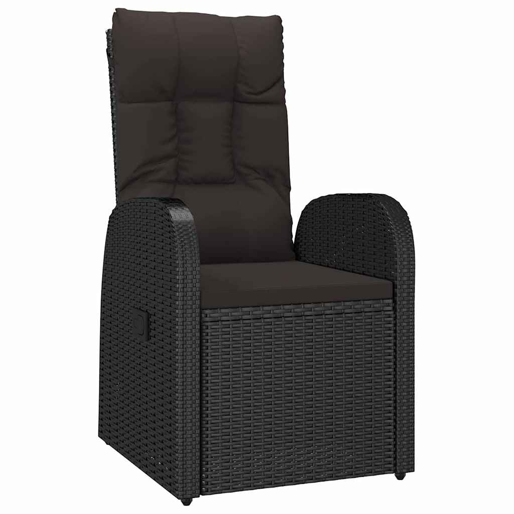 Have Spisebordssæt med pude 7 pcs Sort polyrattan
