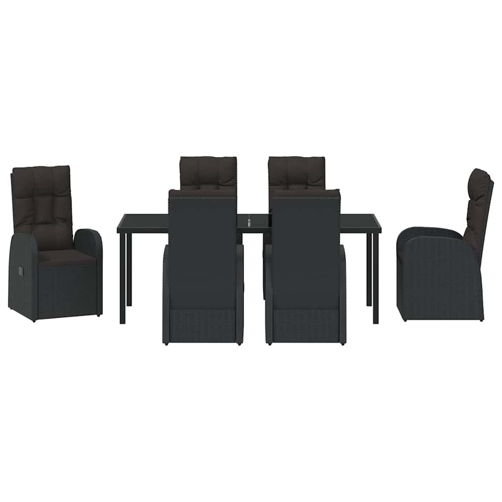 Have Spisebordssæt med pude 7 pcs Sort polyrattan