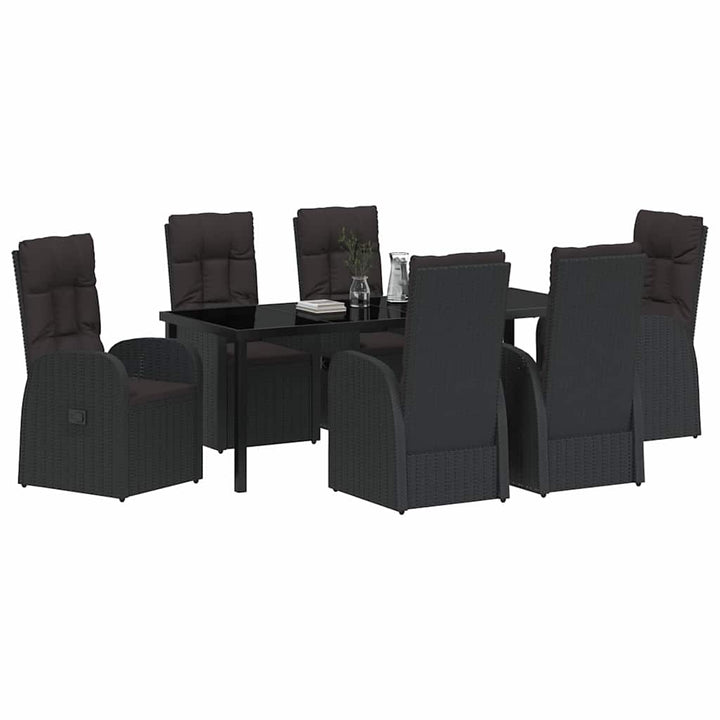 Have Spisebordssæt med pude 7 pcs Sort polyrattan