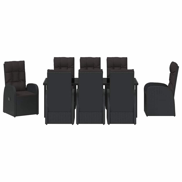 Have Spisebordssæt med pude 9 pcs Sort polyrattan