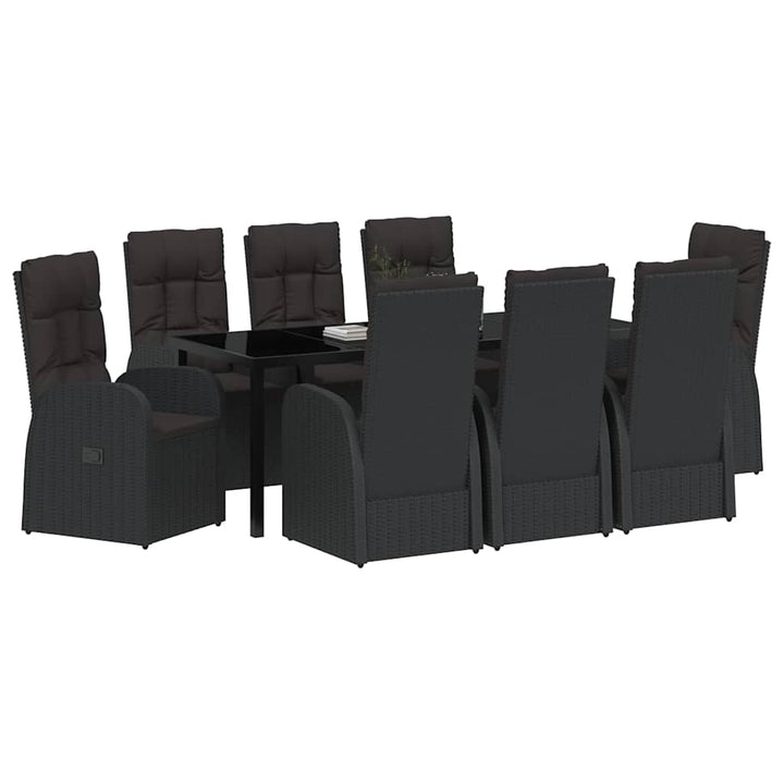 Have Spisebordssæt med pude 9 pcs Sort polyrattan