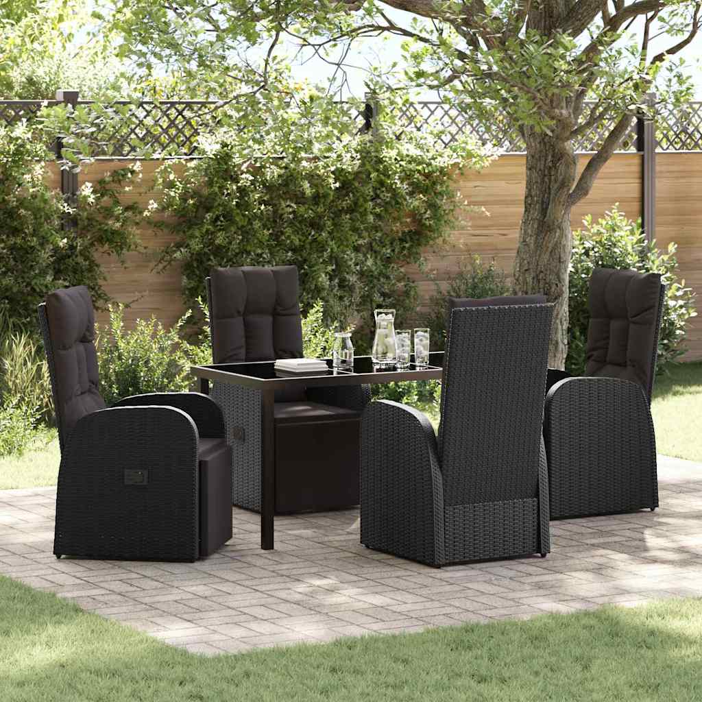 Have Spisebordssæt med pude 5 pcs Sort polyrattan