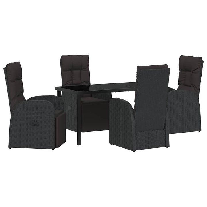 Have Spisebordssæt med pude 5 pcs Sort polyrattan