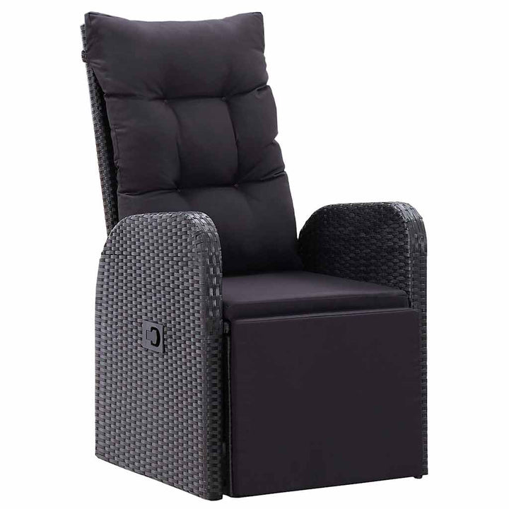 Have Spisebordssæt med pude 5 pcs Sort polyrattan
