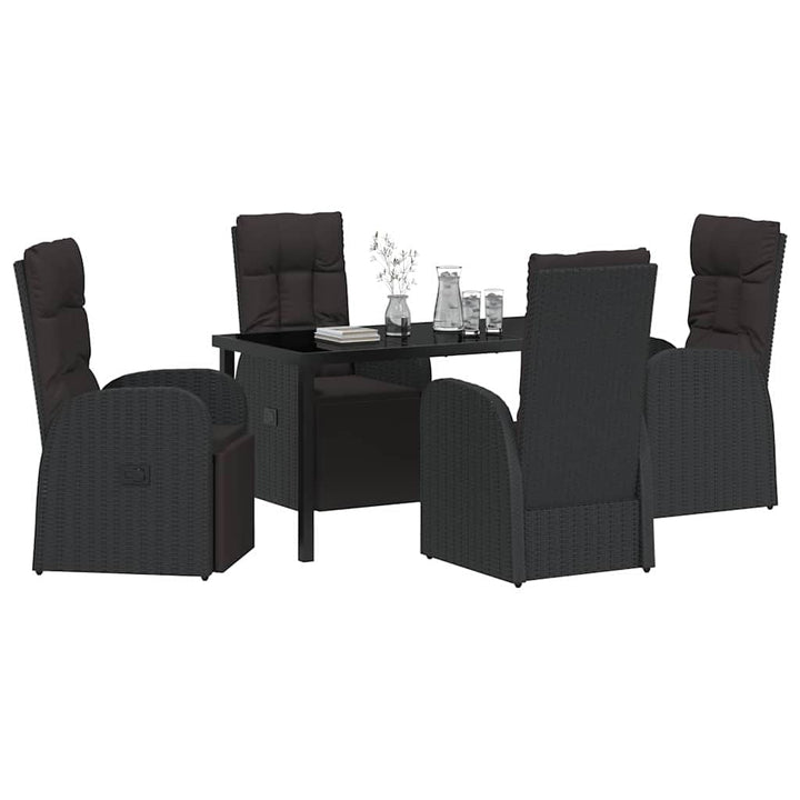 Have Spisebordssæt med pude 5 pcs Sort polyrattan
