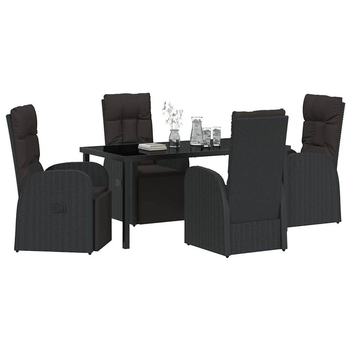 Have Spisebordssæt med pude 5 pcs Sort polyrattan
