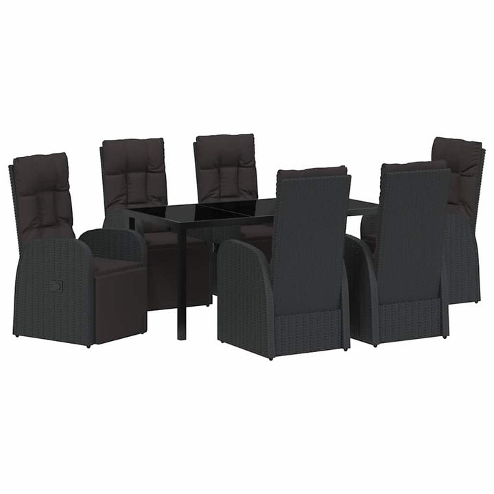 Have Spisebordssæt med pude 7 pcs Sort polyrattan