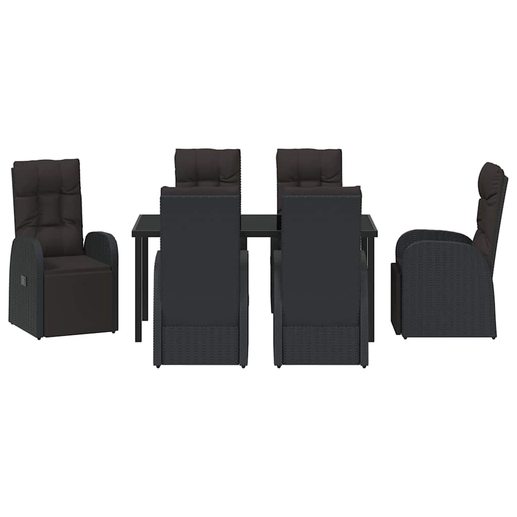Have Spisebordssæt med pude 7 pcs Sort polyrattan