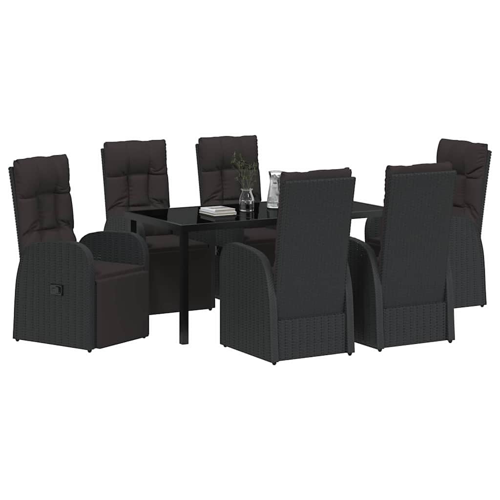 Have Spisebordssæt med pude 7 pcs Sort polyrattan