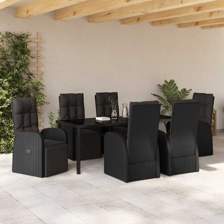 Have Spisebordssæt med pude 7 pcs Sort polyrattan