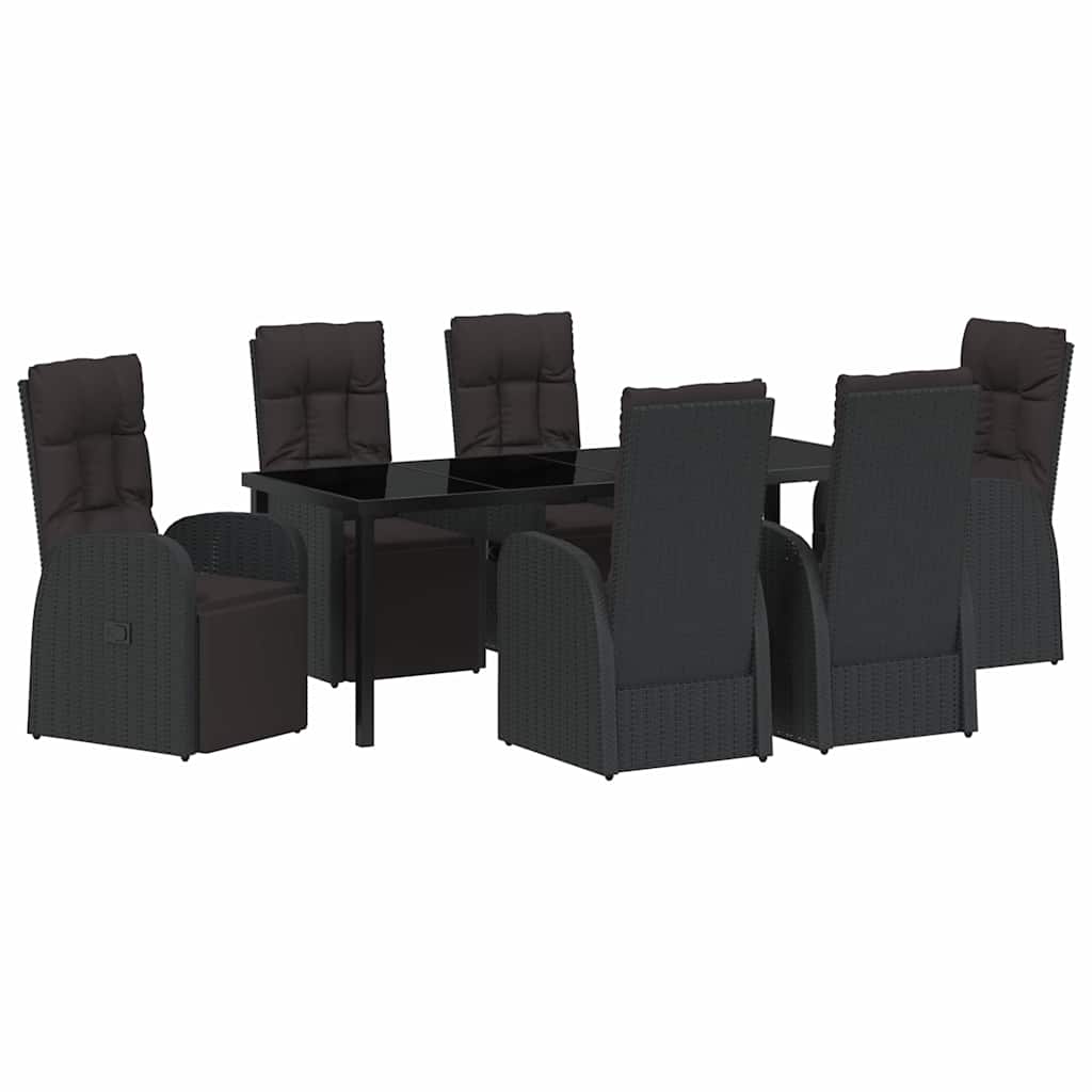 Have Spisebordssæt med pude 7 pcs Sort polyrattan