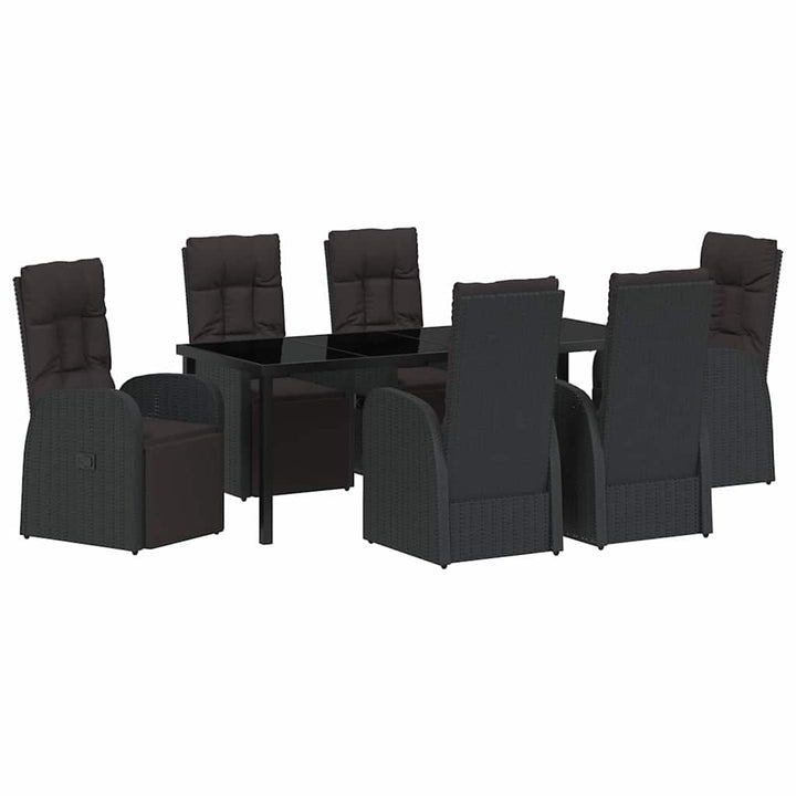 Have Spisebordssæt med pude 7 pcs Sort polyrattan