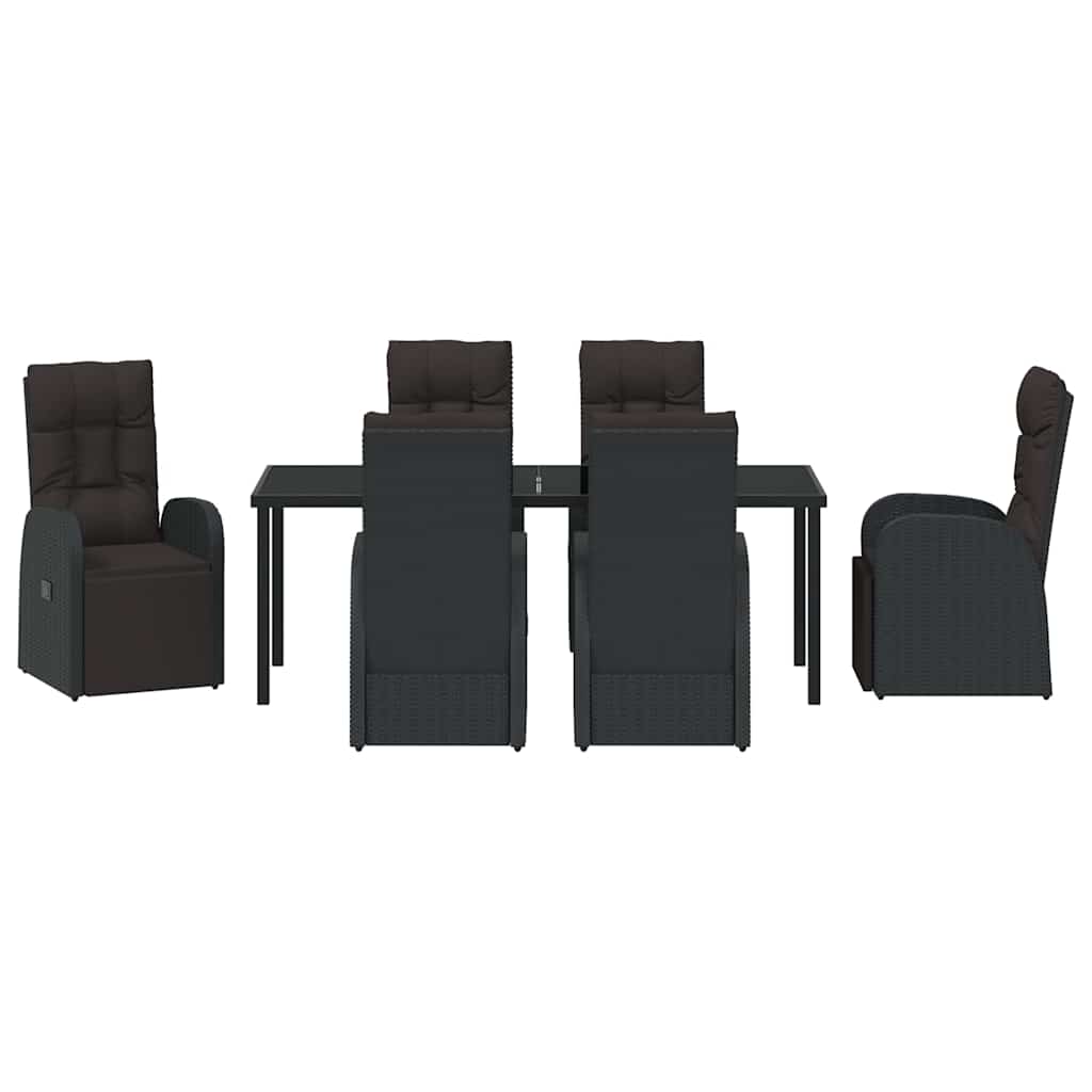 Have Spisebordssæt med pude 7 pcs Sort polyrattan