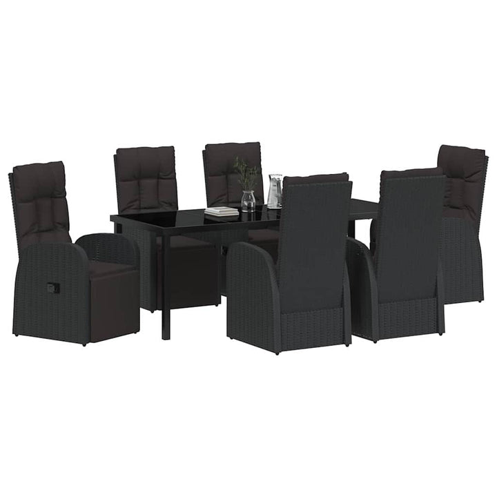 Have Spisebordssæt med pude 7 pcs Sort polyrattan