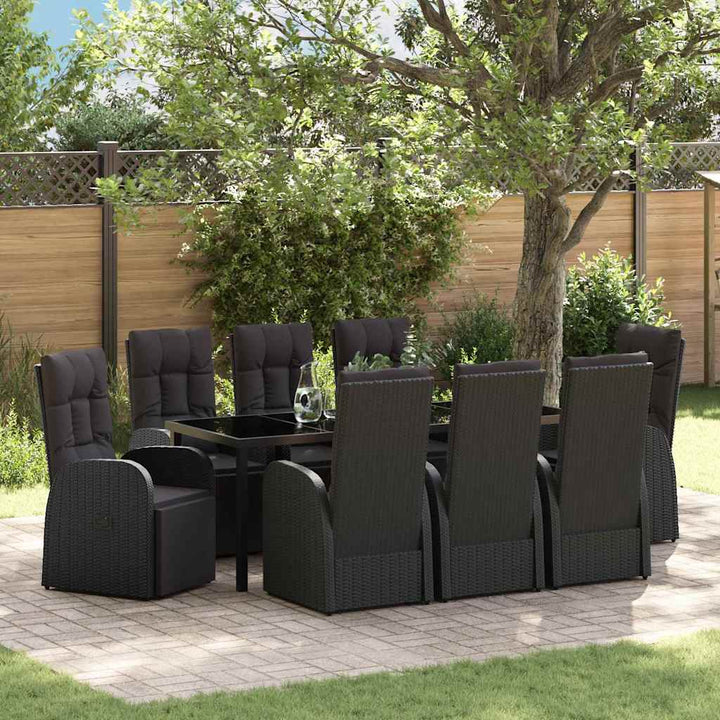 Have Spisebordssæt med pude 9 pcs Sort polyrattan