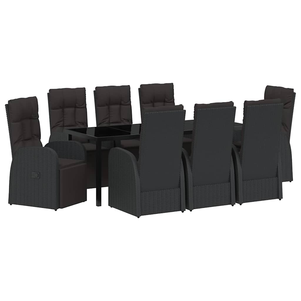 Have Spisebordssæt med pude 9 pcs Sort polyrattan