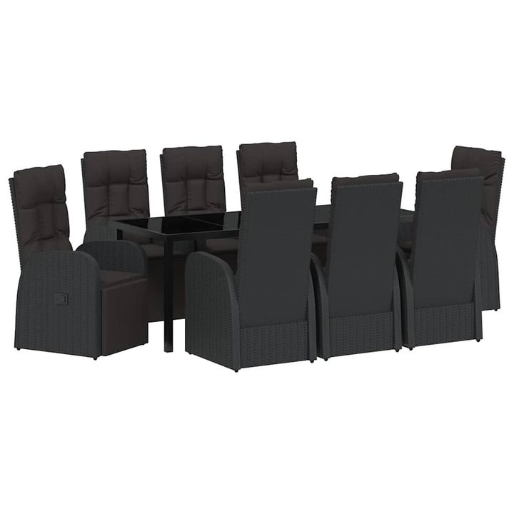 Have Spisebordssæt med pude 9 pcs Sort polyrattan
