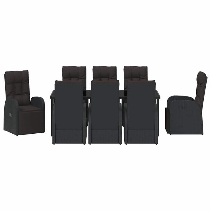 Have Spisebordssæt med pude 9 pcs Sort polyrattan