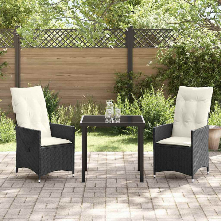 Have Spisebordssæt med pude 3 pcs Sort polyrattan