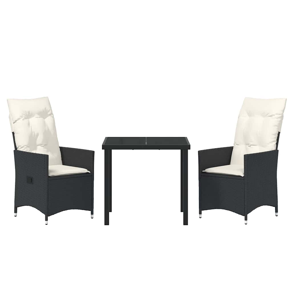 Have Spisebordssæt med pude 3 pcs Sort polyrattan