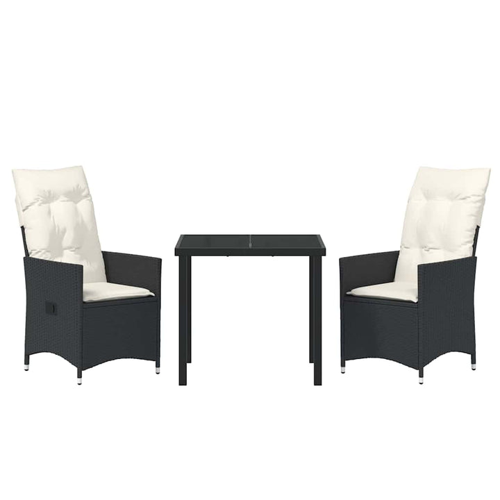 Have Spisebordssæt med pude 3 pcs Sort polyrattan