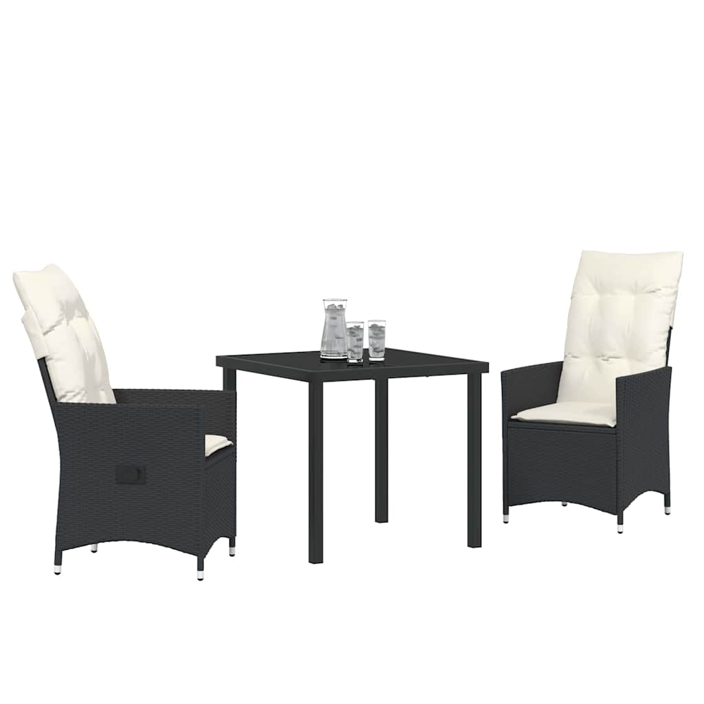 Have Spisebordssæt med pude 3 pcs Sort polyrattan