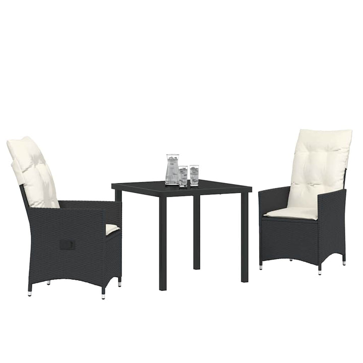 Have Spisebordssæt med pude 3 pcs Sort polyrattan