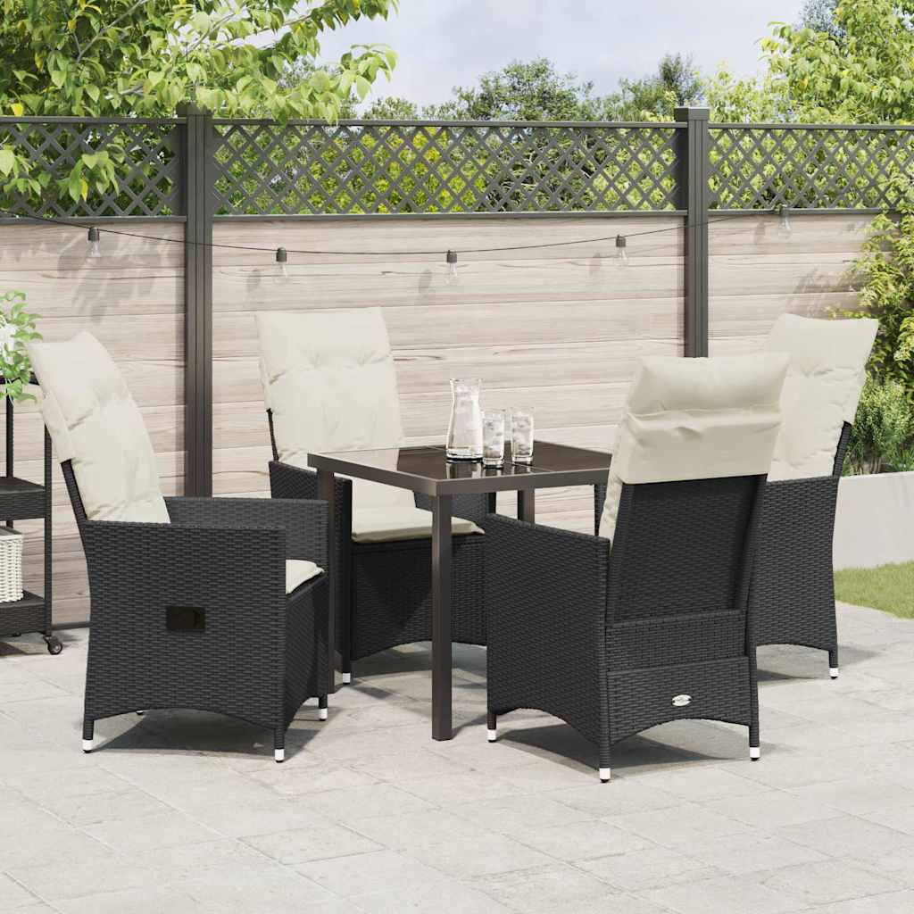 Have Spisebordssæt med pude 5 pcs Sort polyrattan