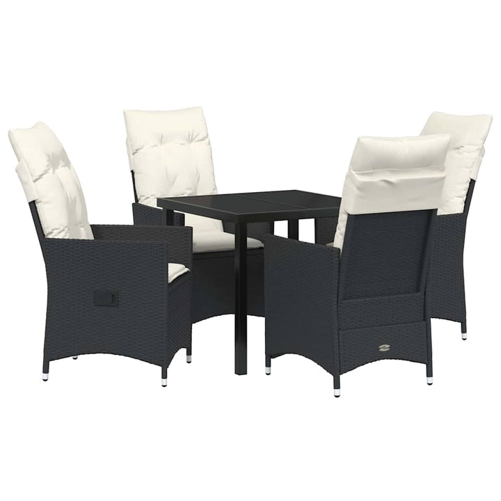 Have Spisebordssæt med pude 5 pcs Sort polyrattan