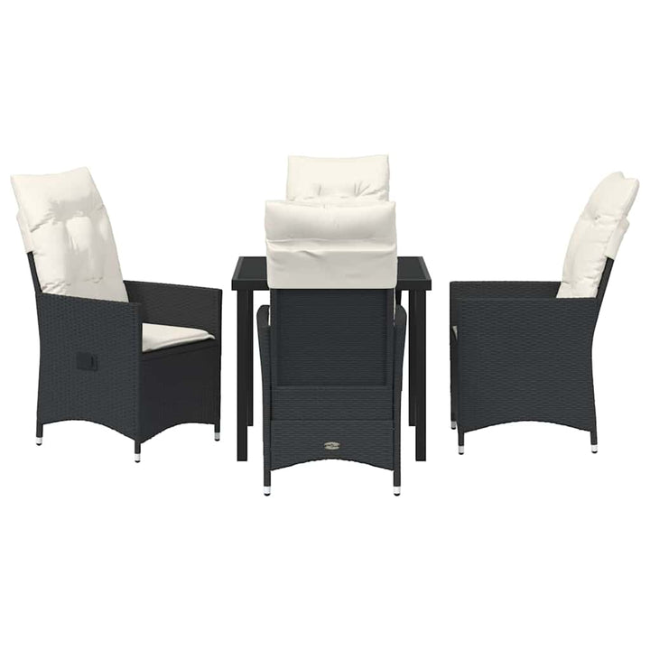 Have Spisebordssæt med pude 5 pcs Sort polyrattan