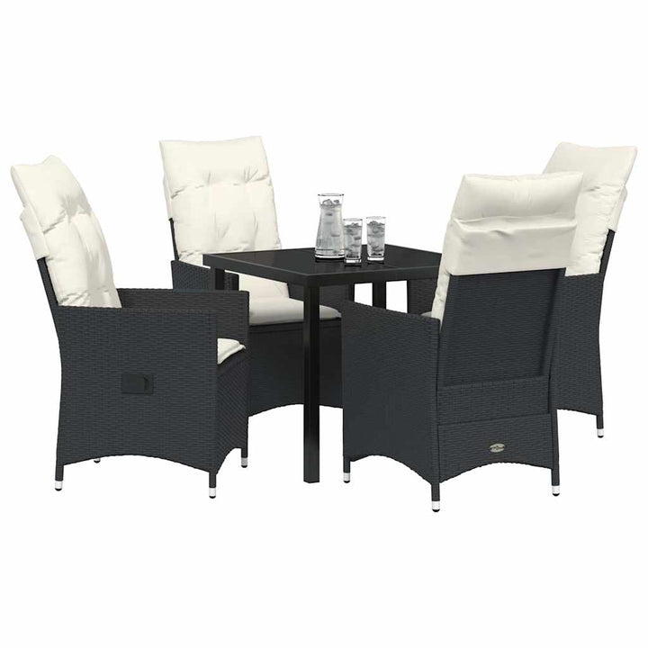 Have Spisebordssæt med pude 5 pcs Sort polyrattan