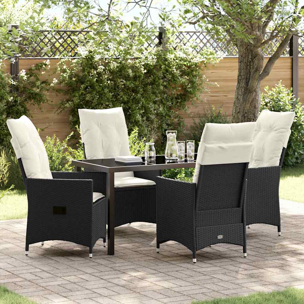 Have Spisebordssæt med pude 5 pcs Sort polyrattan