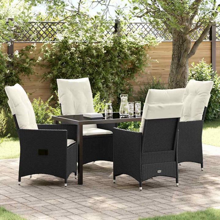 Have Spisebordssæt med pude 5 pcs Sort polyrattan