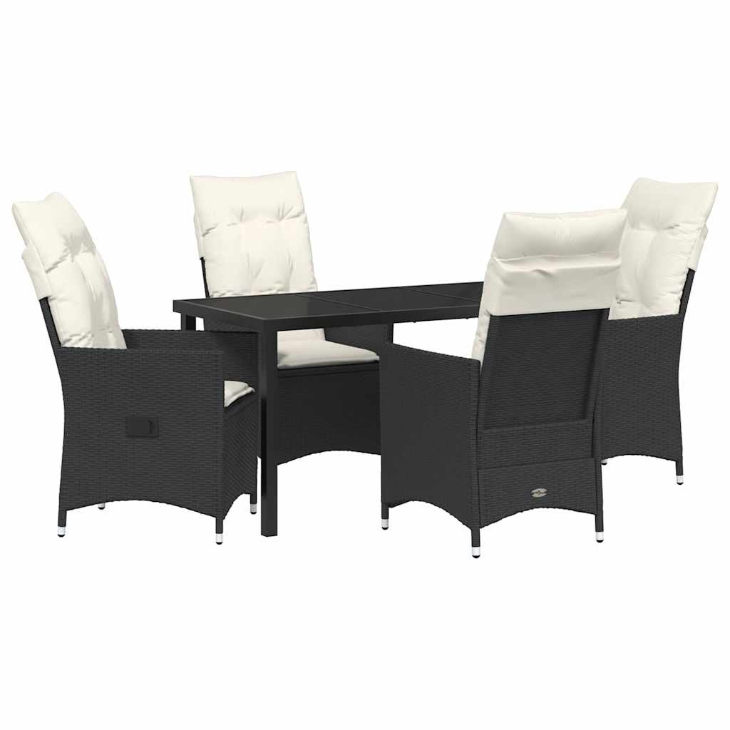 Have Spisebordssæt med pude 5 pcs Sort polyrattan
