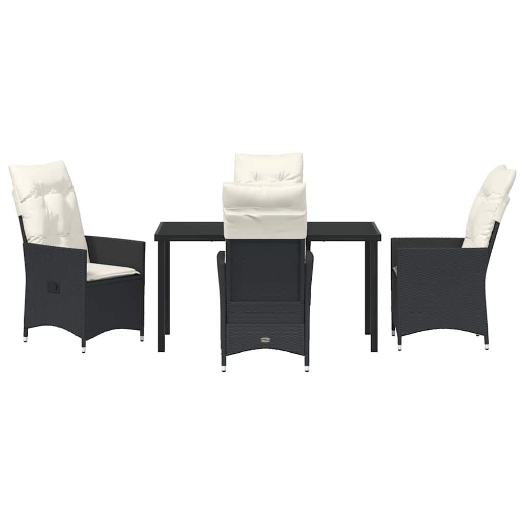 Have Spisebordssæt med pude 5 pcs Sort polyrattan