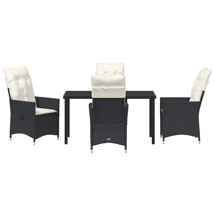 Have Spisebordssæt med pude 5 pcs Sort polyrattan