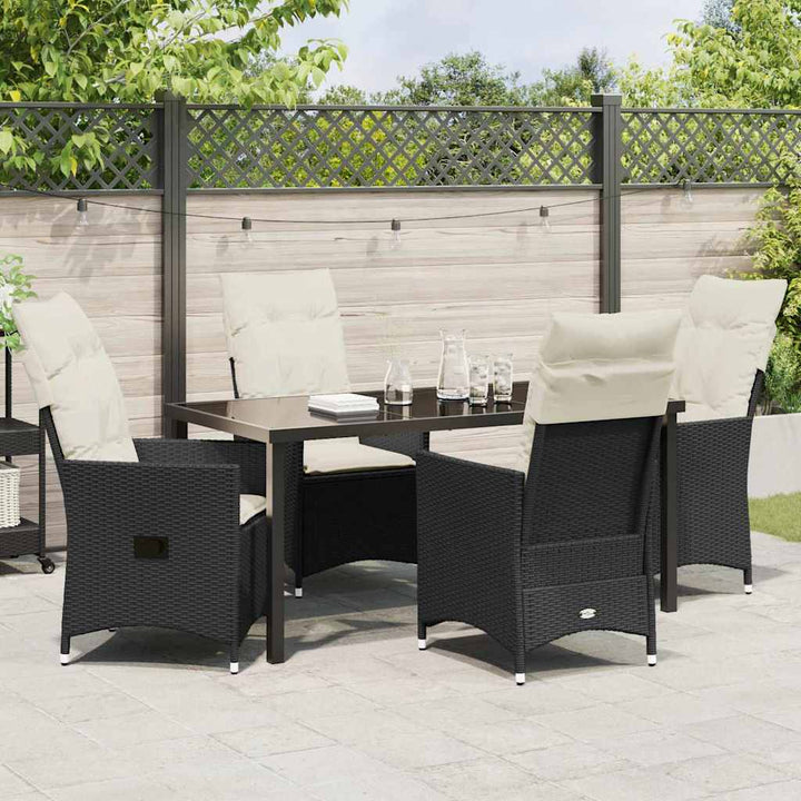 Have Spisebordssæt med pude 5 pcs Sort polyrattan