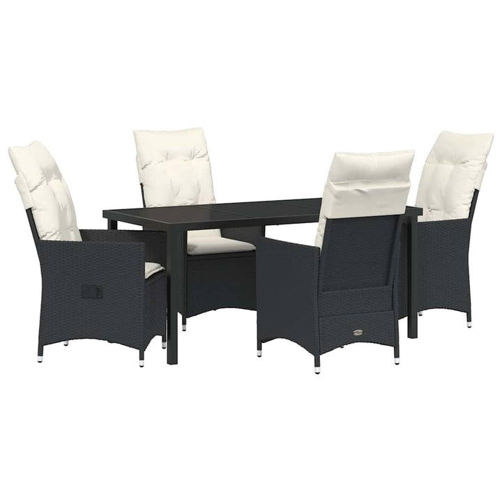 Have Spisebordssæt med pude 5 pcs Sort polyrattan
