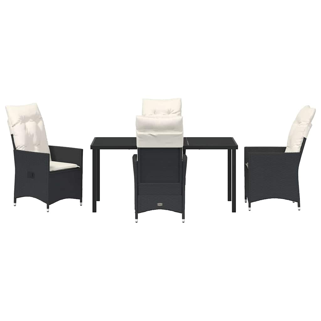 Have Spisebordssæt med pude 5 pcs Sort polyrattan