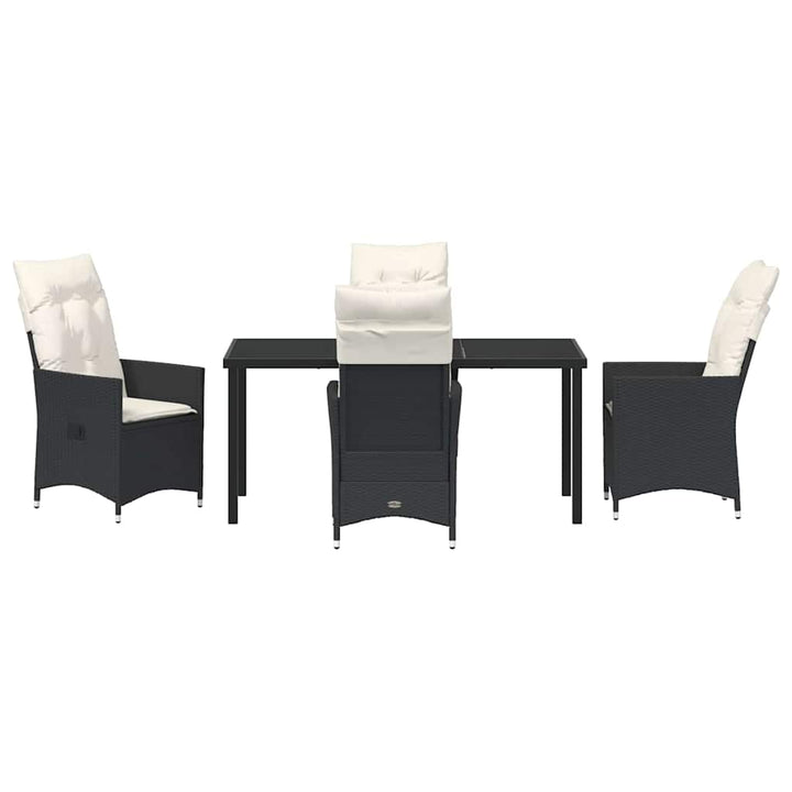 Have Spisebordssæt med pude 5 pcs Sort polyrattan