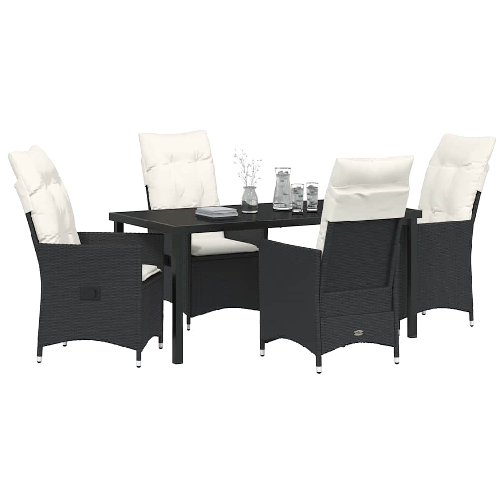 Have Spisebordssæt med pude 5 pcs Sort polyrattan