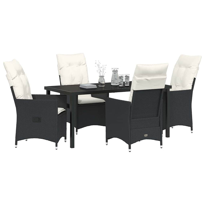 Have Spisebordssæt med pude 5 pcs Sort polyrattan