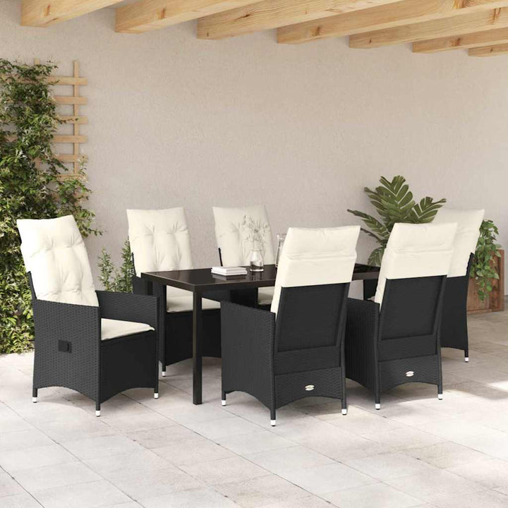 Have Spisebordssæt med pude 7 pcs Sort polyrattan